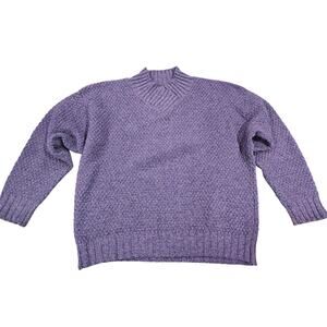 Vintage American Eagle Purple Chunky Knit Crewneck Sweater Womens Y2K Wool